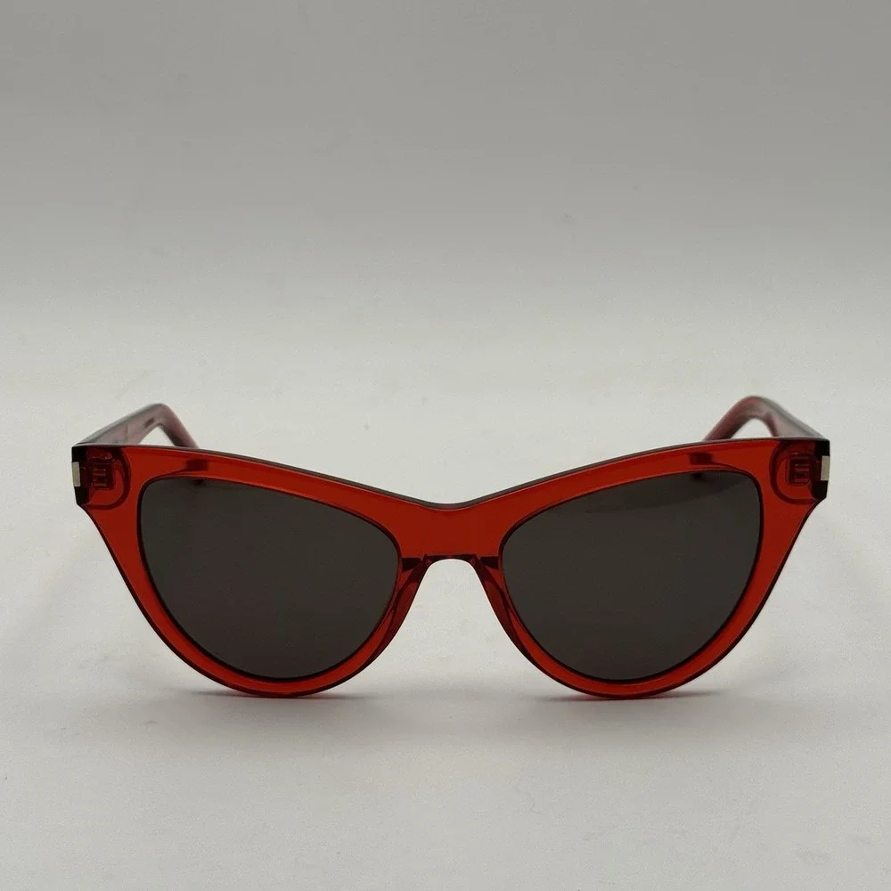 New SAINT LAURENT SL425 005 54mm Red‎ Cat Eye Oversized Sunglasses Italy Black